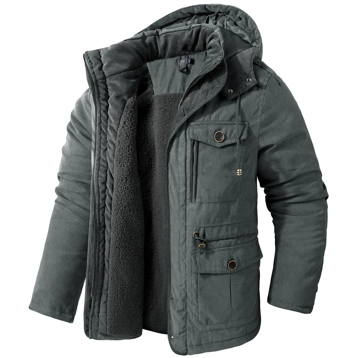 Abrigo Hombre Acolchado Grueso Invierno con Capucha