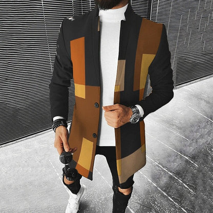 Chaqueta Hombre Moderna Diseño Geométrico Ajuste Regular