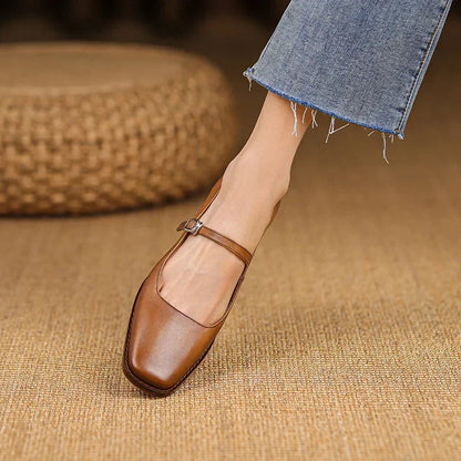Zapatos Tacón Bloque Mujer con Tira Ajustable Invierno Primavera