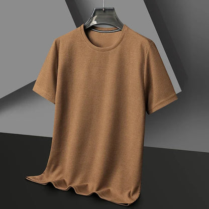 Camiseta Hombre de Punto Waffle Cuello Redondo Manga Corta