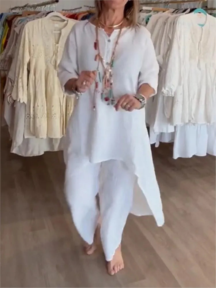Conjunto Mujer Túnica Holgada y Pantalón Comodo Diario - Mavetta