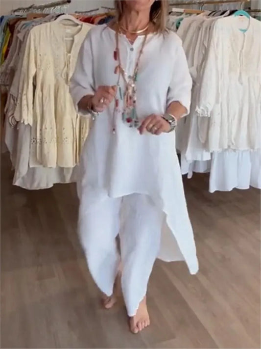 Conjunto Mujer Túnica Holgada y Pantalón Comodo Diario - Mavetta