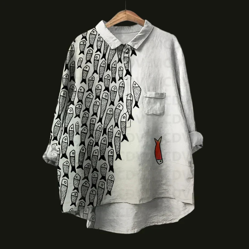 Blusa Mujer Estampada Manga Larga Casual