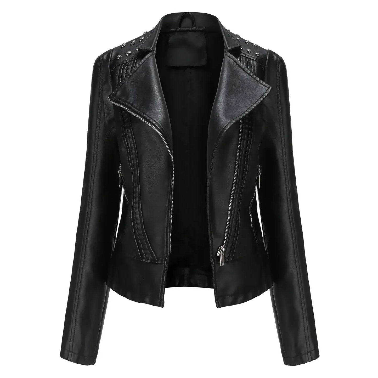 Chaqueta Mujer de Cuero Ajuste Slim Estilo Moderno