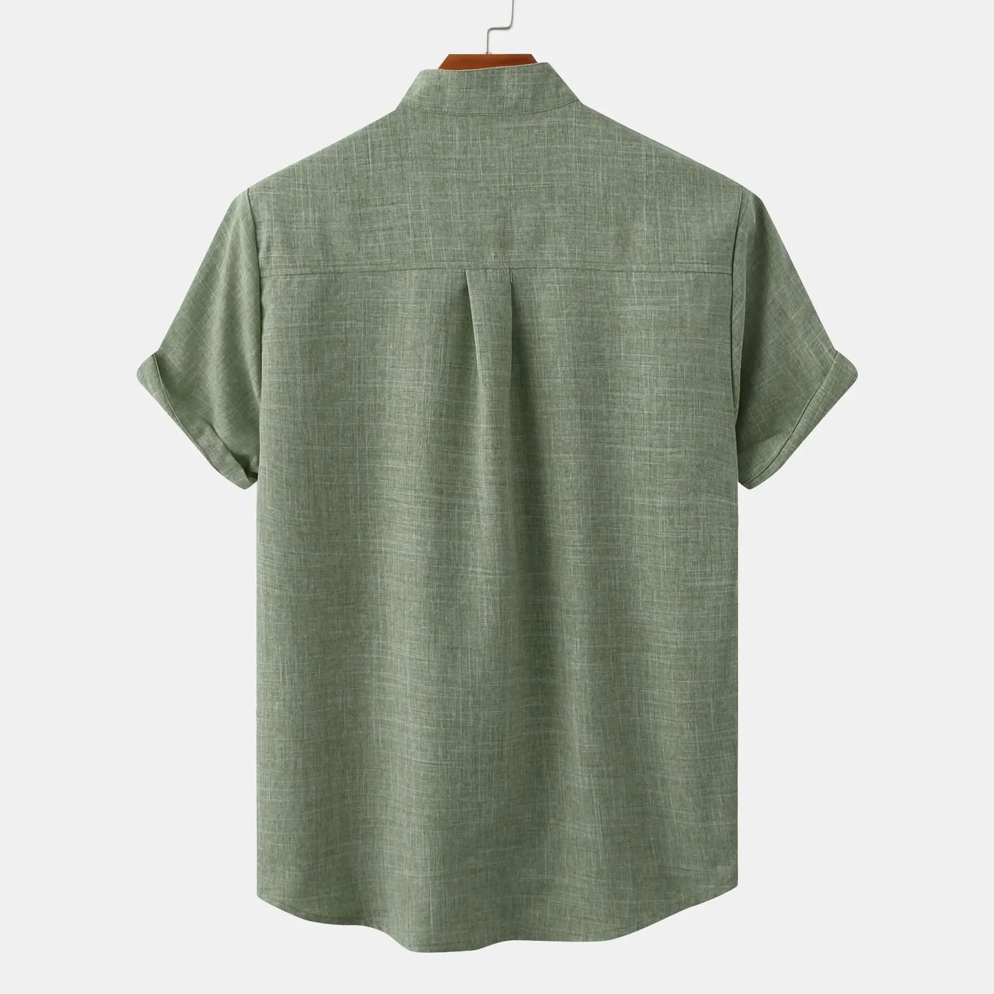 Camisa Hombre Casual Algodón Cuello Mao Manga Corta