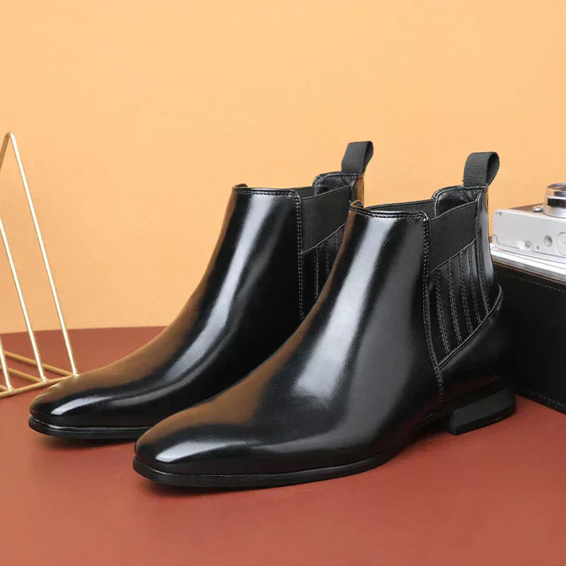 Botines hombre de cuero sintético sin cordones estilo formal