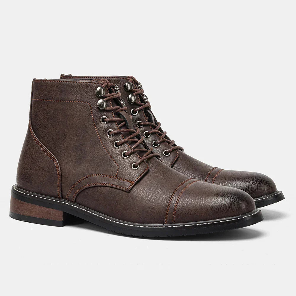 Botas Hombre Cuero Botines Estilo Derby con Cordones Robustas