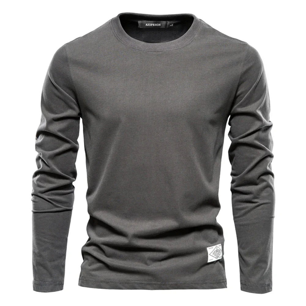 Camiseta Hombre Manga Larga Algodón Cuello Redondo
