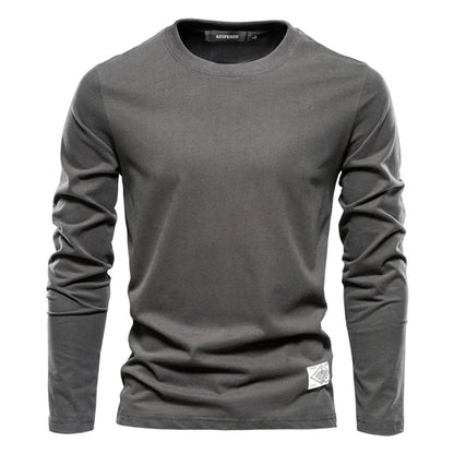 Camiseta Hombre Manga Larga Algodón Cuello Redondo