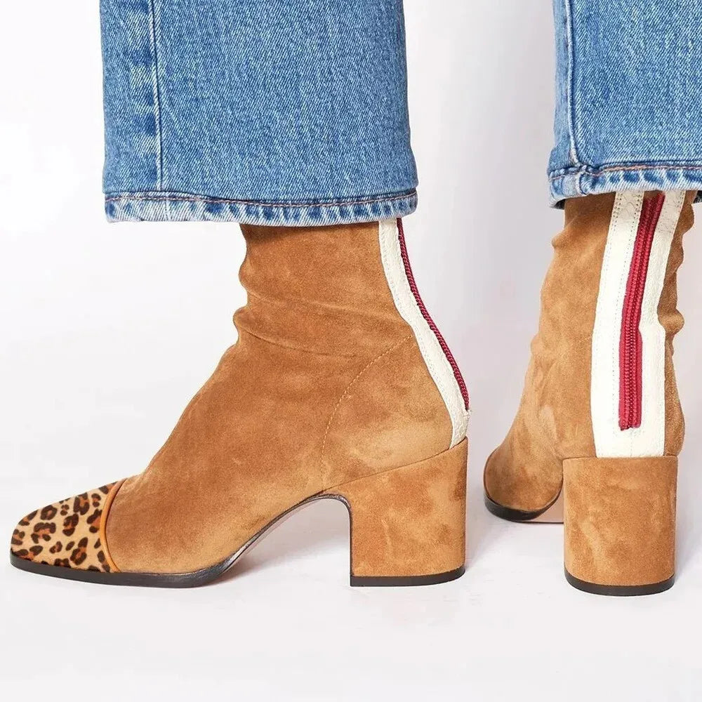 Botines Mujer de Ante Tacón Medio Comodos