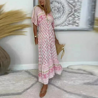 Vestido maxi mujer con estampado y estilo bohemio