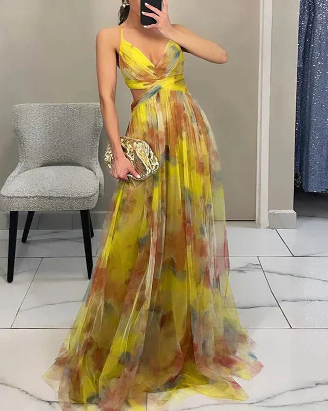 Vestido maxi mujer de tela ligera estampado floral primaveral
