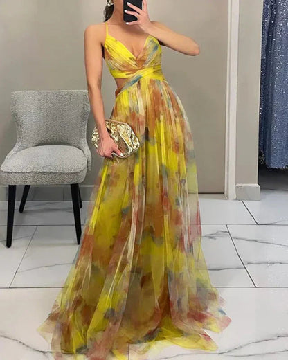 Vestido maxi mujer de tela ligera estampado floral primaveral