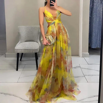 Vestido Largo Mujer Floral sin Tirantes Elegante