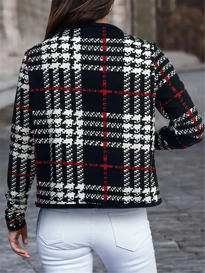 Blazer Mujer Casual Estampado Pata de Gallo Corte Clásico