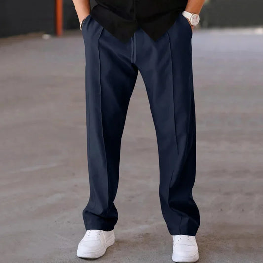 Pantalones Hombre Mezcla Fibras Corte Recto Estilo Americano - Mavetta