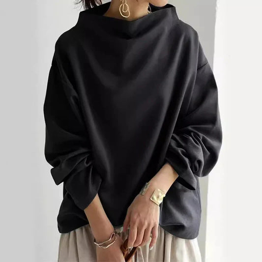 Jersey mujer de punto suave corte amplio cuello alto - Mavetta
