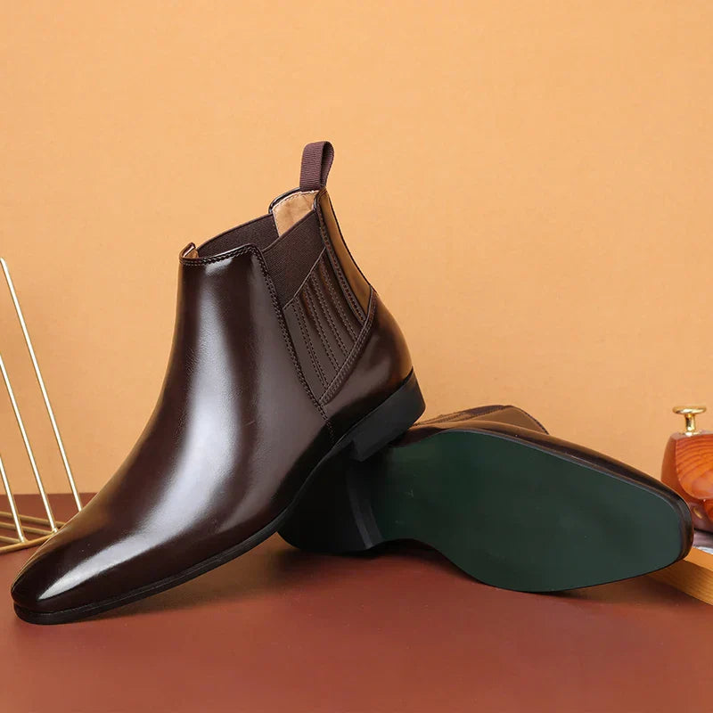 Botines hombre de cuero sintético sin cordones estilo formal