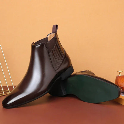 Botines hombre de cuero sintético sin cordones estilo formal