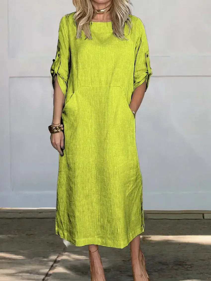 Vestido noche mujer fluido drapeado corte a