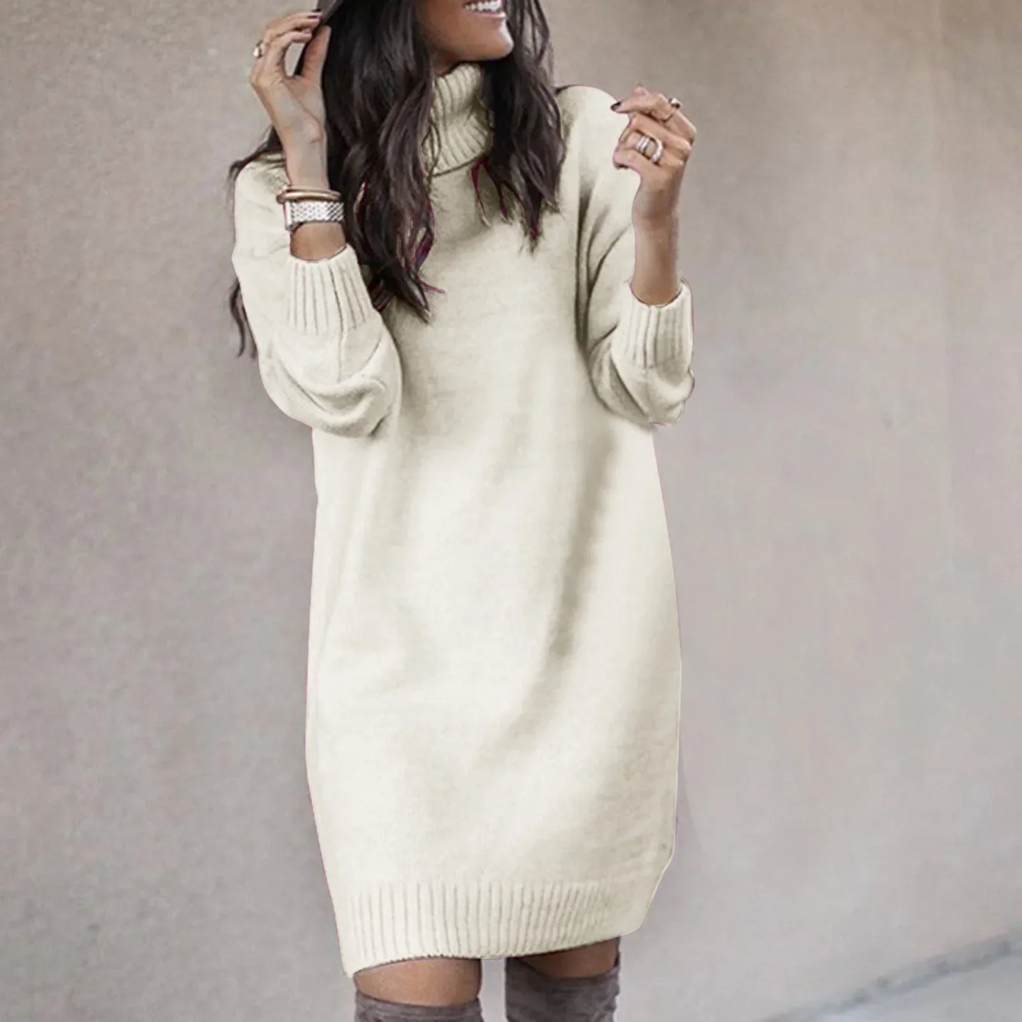 Vestido Suéter Mujer Casual Tejido Invierno