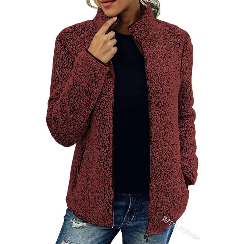 Chaqueta Mujer Forro Polar Invierno Ajuste Confortable