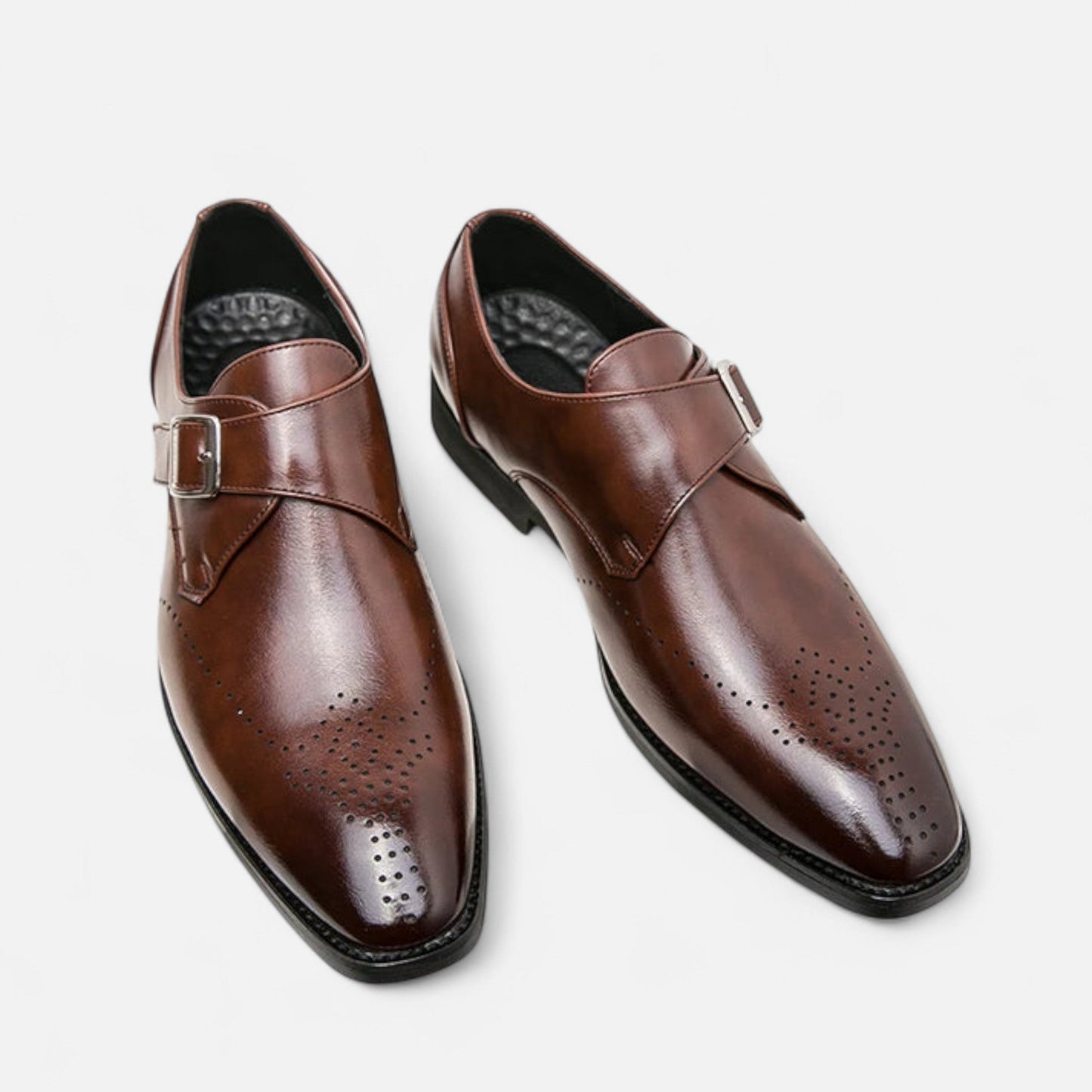 Zapatos Monk Strap Hombre Puntera Perforada Estilo Ashford