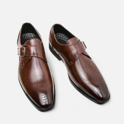 Zapatos Monk Strap Hombre Puntera Perforada Estilo Ashford