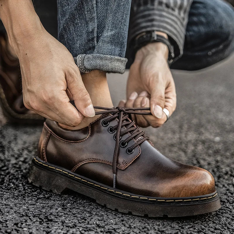 Botines hombre de cuero con cordones estilo clásico cómodo
