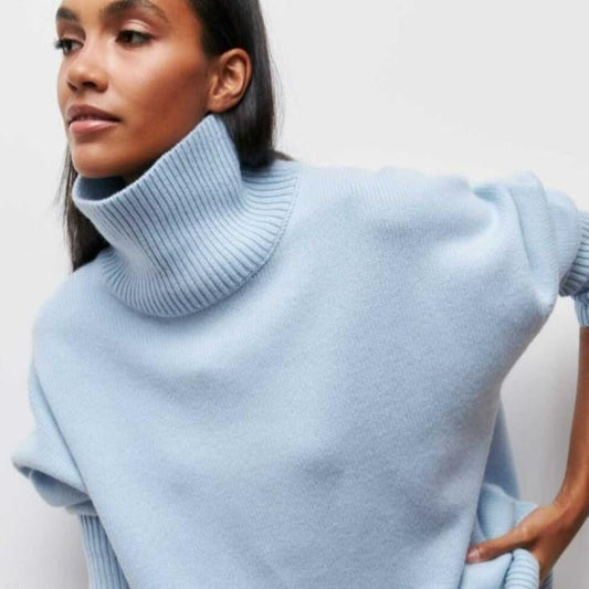 Jersey mujer cuello cisne básico ajustado - Mavetta