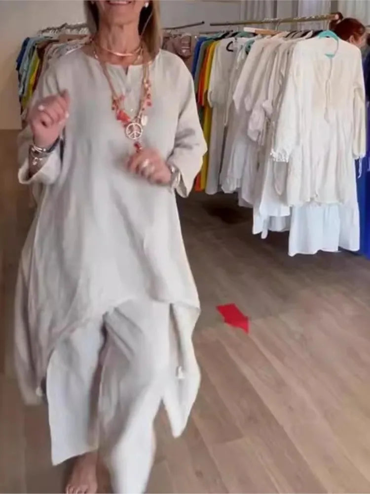 Conjunto Mujer Túnica Holgada y Pantalón Comodo Diario