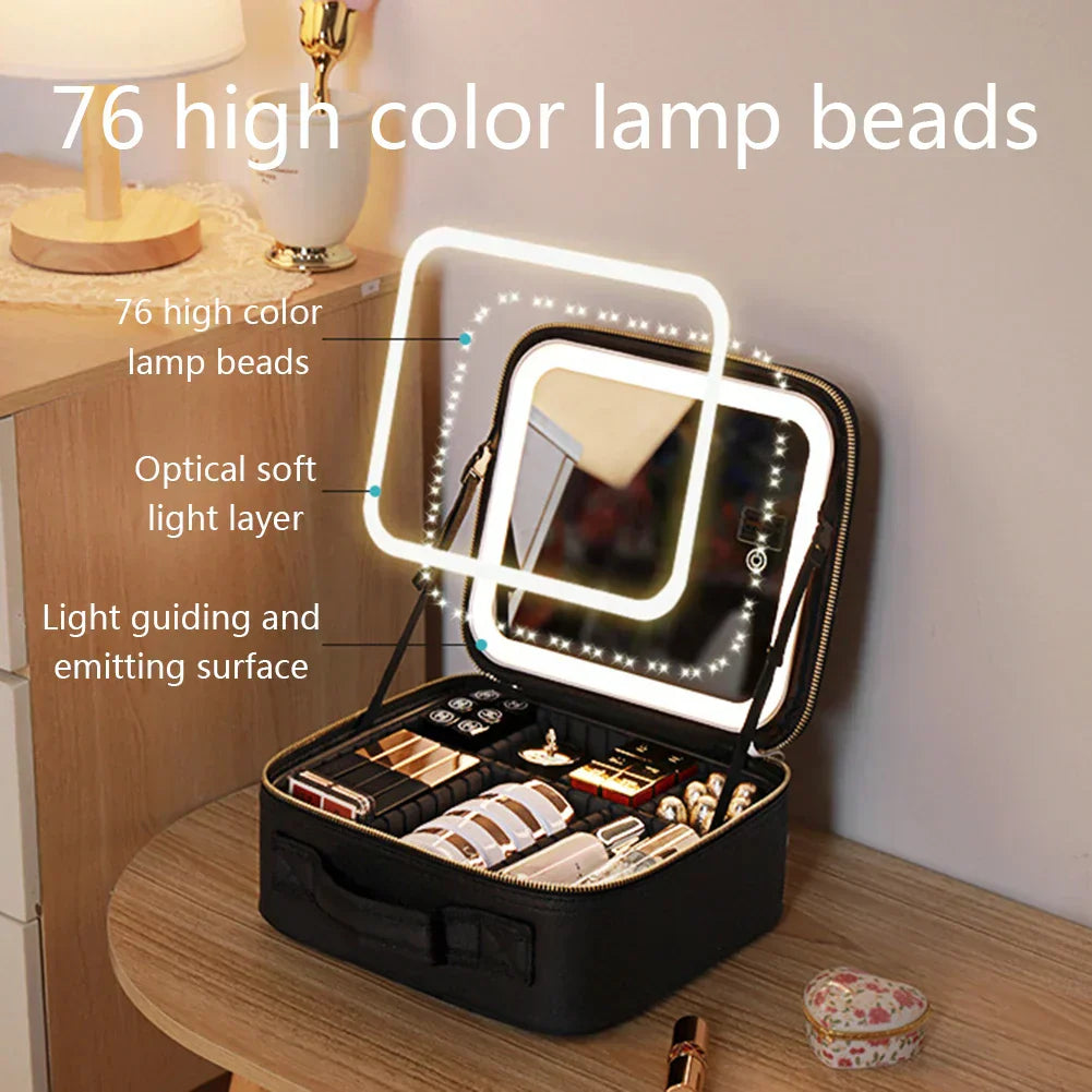 Estuche Maquillaje Portátil con Espejo LED Unisex