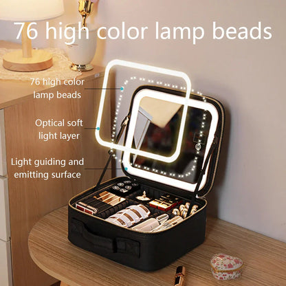 Estuche Maquillaje Portátil con Espejo LED Unisex
