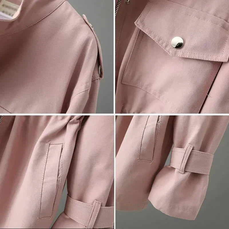 Chaqueta Ligera Mujer Mezcla de Lana Ajuste Casual