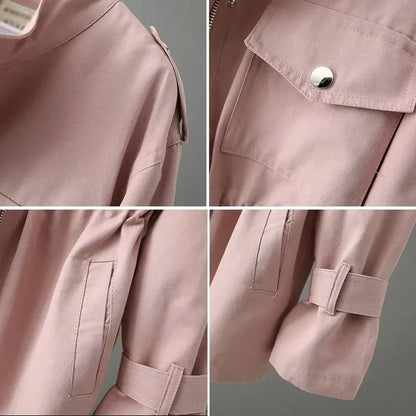Chaqueta Ligera Mujer Mezcla de Lana Ajuste Casual