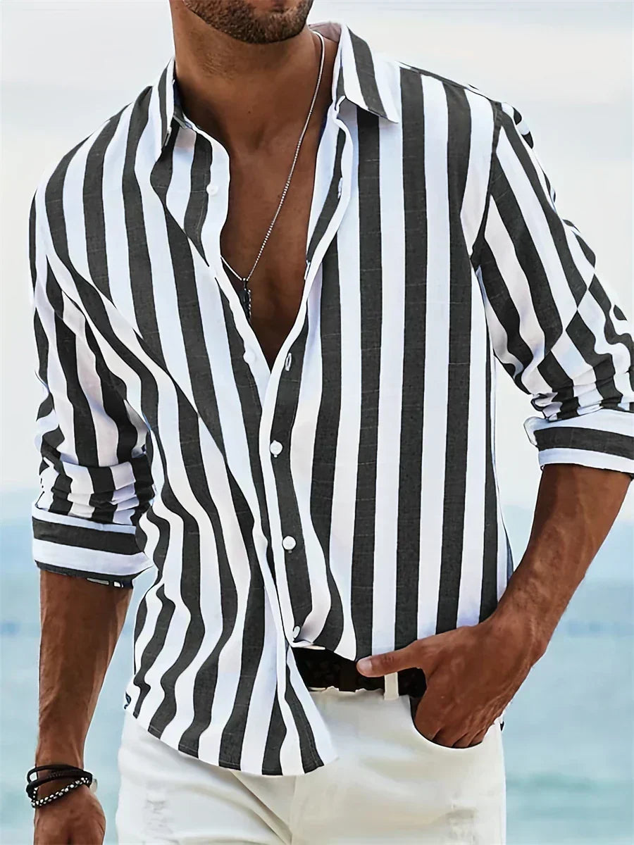 Camisa hombre Algodón Manga larga Diseño casual