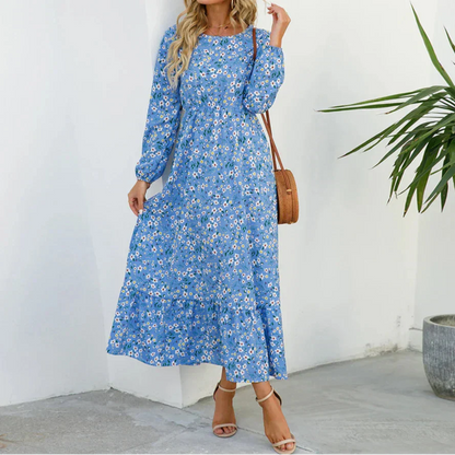 Vestido maxi mujer con manga larga estampado floral verano