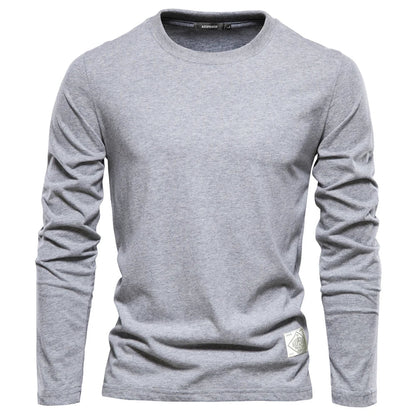 Camiseta Hombre Manga Larga Algodón Cuello Redondo