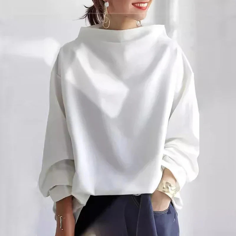 Jersey mujer de punto suave corte amplio cuello alto