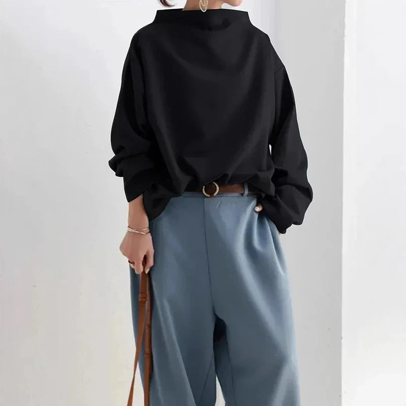 Jersey mujer de punto suave corte amplio cuello alto