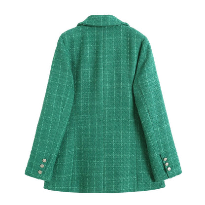 Blazer Mujer Cruzado Detalles Texturizados Ajuste Slim