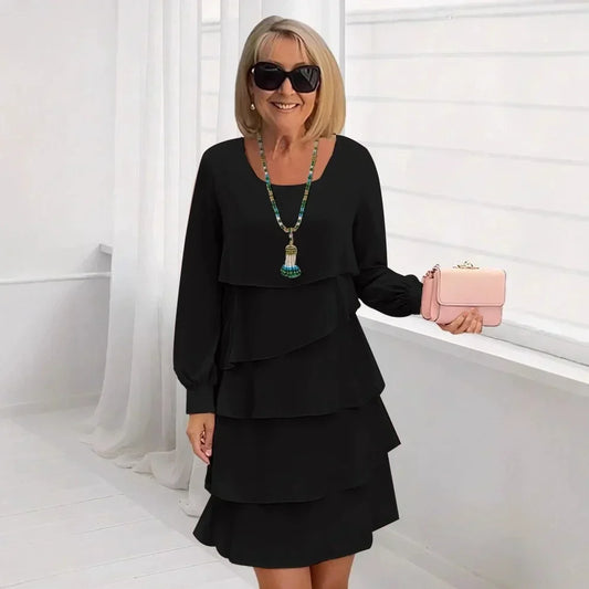 Vestido Mujer con Volantes Manga Larga Elegante Comodo - Mavetta