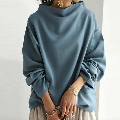 Jersey mujer de punto suave corte amplio cuello alto