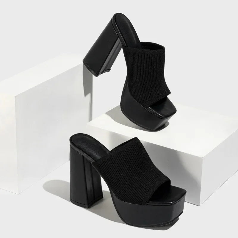 Sandalias Mujer Tacón Bloque Plataforma Diseño Moderno