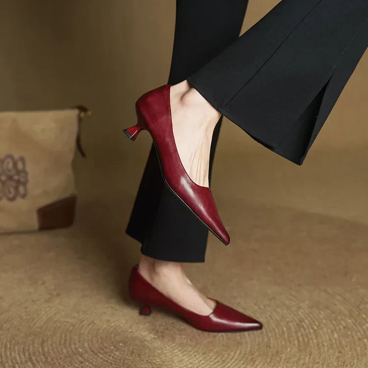 Zapatos Mujer de Cuero Tacón Clásico Elegante