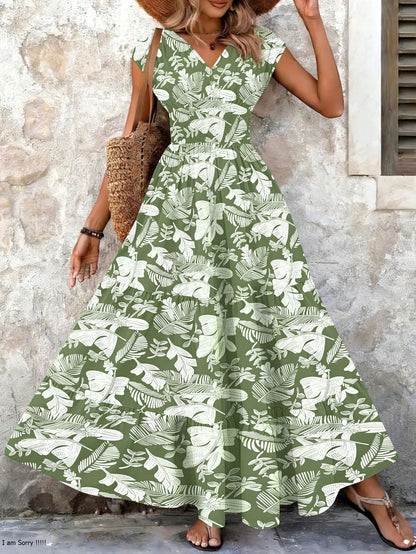 Vestido maxi mujer de tejido barroco escote en V