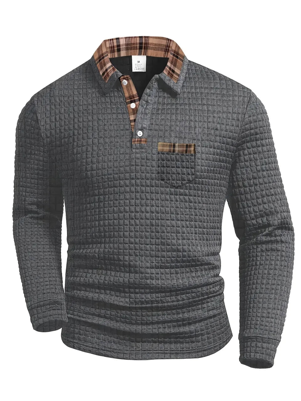Polo hombre tejido estructurado manga larga estilo moderno cómodo - Mavetta