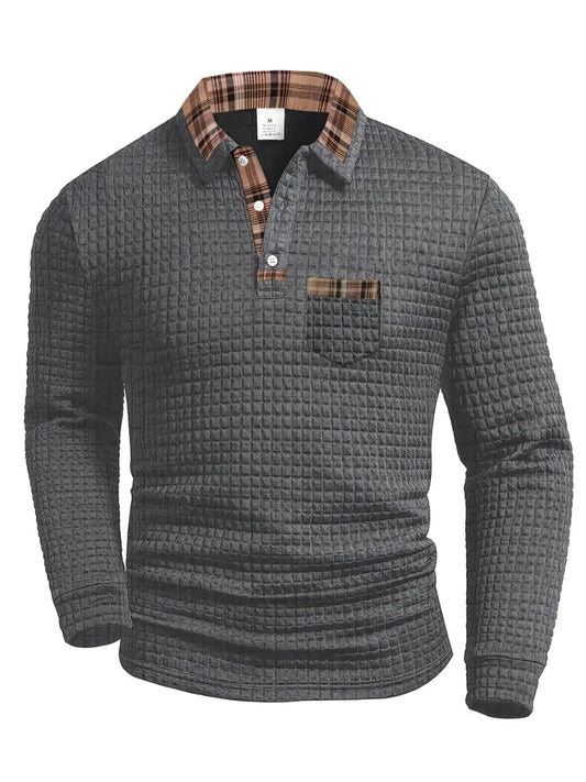 Polo hombre tejido estructurado manga larga estilo moderno cómodo - Mavetta