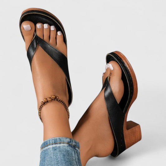 Sandalias Mujer de Cuero Tacón Ortopédico Soporte Ergonómico - Mavetta