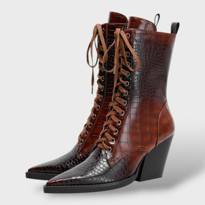 Botas Mujer Estilo Cowboy con Cordones
